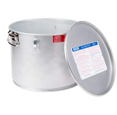 China 40L viable grease bucket and oil filter pot for filtering hot frying oil, gasket safety lid with quick lock clips, for fryer capacity for sale