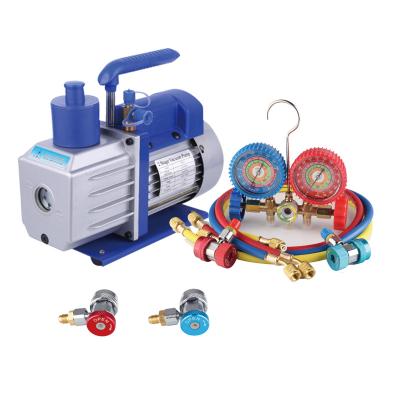 China Suction Air Brazil Plug In Electric 3cfm Double Stage Vacuum Pump With A/C Manifold Set for sale