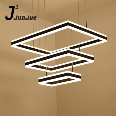 China Contemporary Modern Square LED Acrylic Pendant Lights Dimmable Ceiling Chandeliers for sale