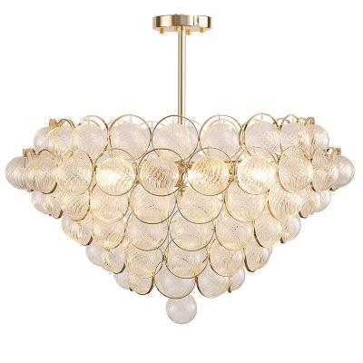 China Modern Luxury Modern Pole Lamp Hanging Gold Round Ball Crystal Glass Nordic Gold Electrophoretic Chandeliers and Pendant Lights for sale