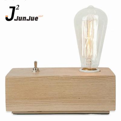 China Modern Edsion Table Lamp Wooden Block Switch Table Lamp for sale