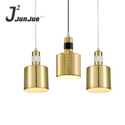 China 2017 modern new modern design plated hollow gold lampshade e14 hanging pendant light for sale