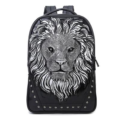 China Unique 3D Rock Fashion Men Backpack PU Leather Wholesale Casual Backpack for sale