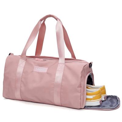 China High Quality Fashion Logo Women Sport Gym Bag Custom Made Sports Large Capacity Shoe Compartment Pink for sale