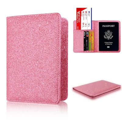 China RFID Blocking Protects Hot Selling Amazon RFID Blocking America Passport Holder Card Ticket Pu Glitter Bling Leather Cover for sale