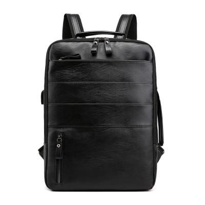 China 15.6 Inch PU Leather Laptop Backpack Bag Computer Office Business PU Leather Waterproof Bag For Men Fashion for sale