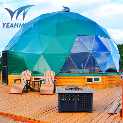 China Large Trade Show Tent Outdoor Luxury UV Green House Hotel 6m Camping Geodesic Geo Glamping Resistance Dome Tent for sale