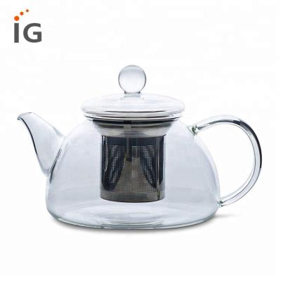 China Sustainable Small Glass Teapot With Glass Lid , Stainless Steel Tea Infuser Filter Basket for sale