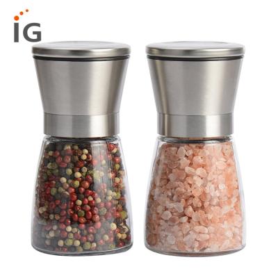 China Viable Glass Salt Pepper Mill Crusher Home Kitchen Tool Manual Pepper Grinder for sale