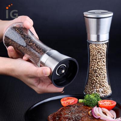 China Viable Premium Glass Round Pepper Mill and Salt Mill, Adjustable Rotor for sale