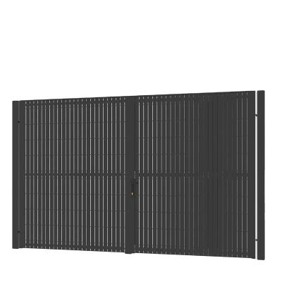 China New Design Black Color Easily Assembled Privacy Mesh Panels Fence And Gates With PVC SLAT For House Villa Yard Use for sale