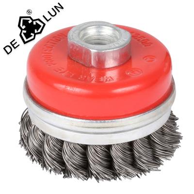 China Versatile Handy Metal Polishing Brush With Competitive Price Flat Circular Brush With Shaft Copper Plated Flexible Wire Wheel Steel Crimped Metal for sale