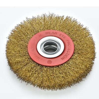 China Remarkable Wholesale Metal Polishing Flat Copper Crimped Steel Wire Wheel Metal Wheel Metal Flexible Grinding Rustting Polishing Disc for sale