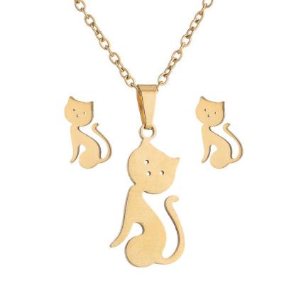 China TRENDY New stainless steel earrings necklace set fashion stars moon and small animals galloping clavicle chain set for sale