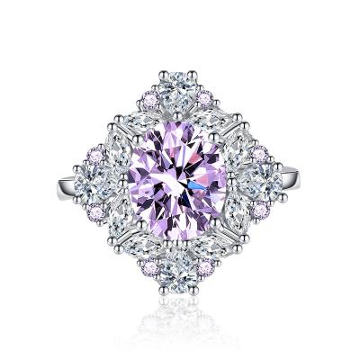 China TRENDY New vintage flower gem female ring luxury shiny diamond stainless steel open ring for sale