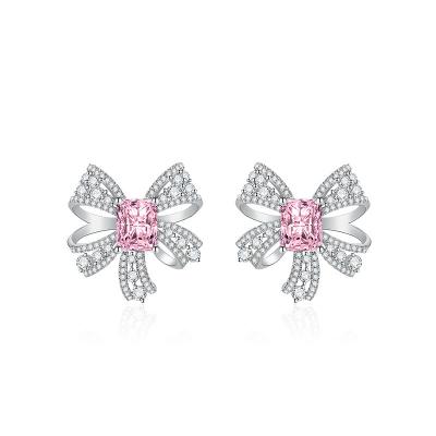 China TRENDY New best selling luxury diamond studded bow wedding earrings fashion elegant beautiful fairy earrings for sale