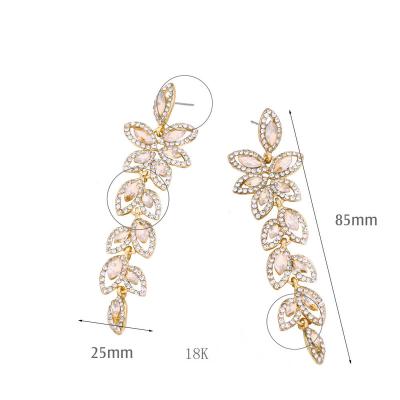 China TRENDY Retro luxury wedding stainless steel diamond earrings in Europe and America new gem fashion earrings for sale