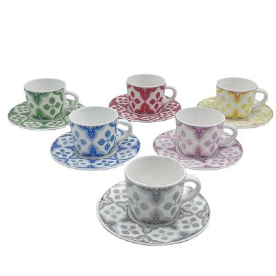 China Wholesale Stocked Modern Custom Made Turkish Reusable Coffee Cup 90cc Bone China Coffee Cup And Saucer For Selling for sale