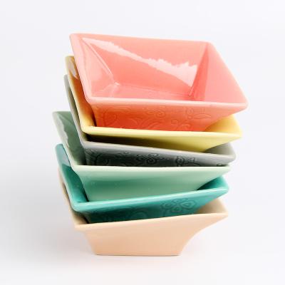 China Wholesale American Style Snakes Ceramic Dish , Square Shape Ceramic Candy Dish Bowl for sale