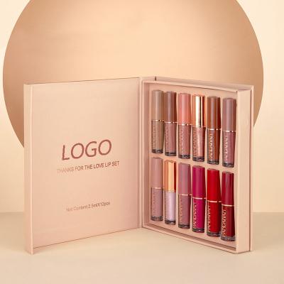 China Beauty Waterproof Women Matt 24 Hours Matte Liquid Lipcolor Lipstick Lip Gloss Book Style Waterproof Dark Red Sets for sale