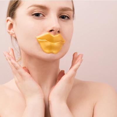 China Wholesale 24K Moisturizer Gold Collagen Hydrogel Lip Mask Sheet Anti Aging Calming Natural Private Label For Sleeping Lip Mask for sale