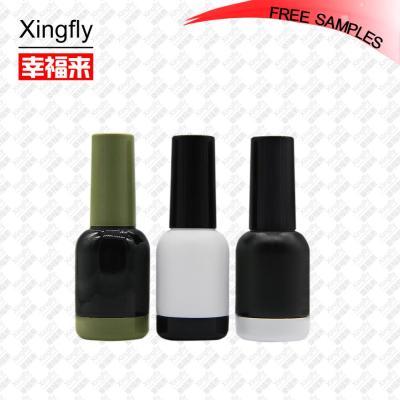 China 15ml Cosmetic Empty Nail Glue Bottle Custom Plastic Round Bottles With Cap And Brush For Nail Polish Gel Polish Glue for sale