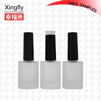 China Anti-drip. 15ml Round Frosting Effect Color Nail Polish Empty Glass Bottle With Brush And Cap for sale