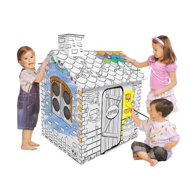 China DIY Painting Learn Draw Home Playhouse Children 3D Doodle Cardboard DIY Paper Painting House for sale