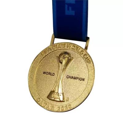 China Collector Factory Price Hand-carved 2019-2020 World Cup Metal Medals Dream Style Medals Gold Plated Metal Medals With Sublimated Ribbon for sale