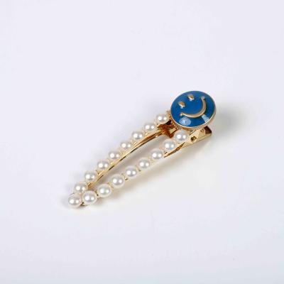 China Wholesale High Quality Cheap Price Casual Smart Pearl Hair Clips Accessories With Nice Smiling Face For Women for sale