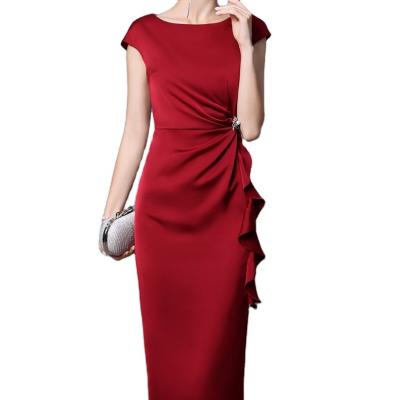 China 2021 Summer New Style Anti-Static Bag Shoulder Sheaths High Waist Slim Ruffled Skirt Mid Length Dress for sale