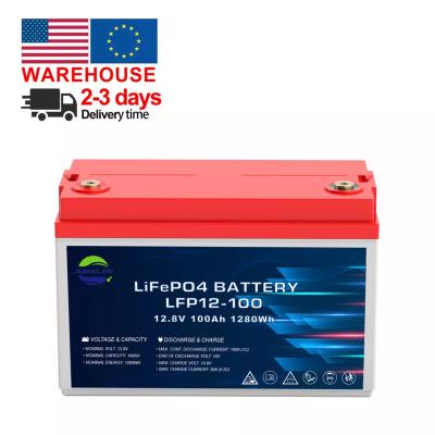 China Golf Cart CE UN38.3 Certified Smart BMS Golf Cart Battery Pack Rechargeable Lithium Ion Battery 12v 100ah RV Battery Electric Tricycle for sale