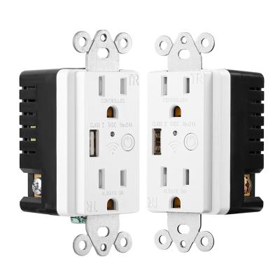 China Residential / Multi-Purpose Support Amazon Alexa and Google Home WIFI Smart Wall Outlet for sale