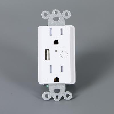 China Tuya Residential / Multi-Purpose APP WIFI Smart Socket Wall Outlet With One USB Port for sale