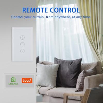 China Tuya USA App Touch Fireproof Glass+PC Standard Tempered Smart Curtain Switch WIFI for sale