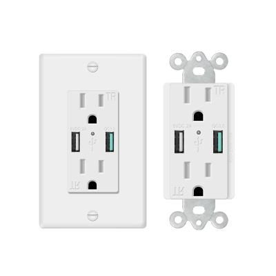 China 125V 15A Residential/General Purpose Duplex Outlet with Quick Charging QC3.0 USB Port for sale