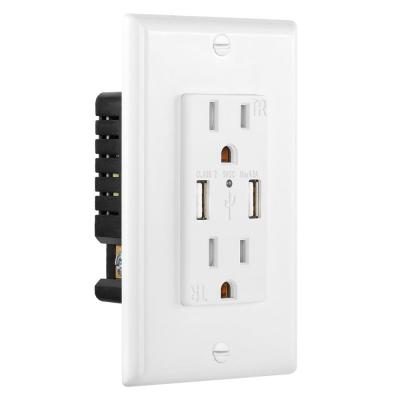 China 110V 15A Residential/General Purpose USA Standard Outlet with 4.2A USB Power Outlet for sale