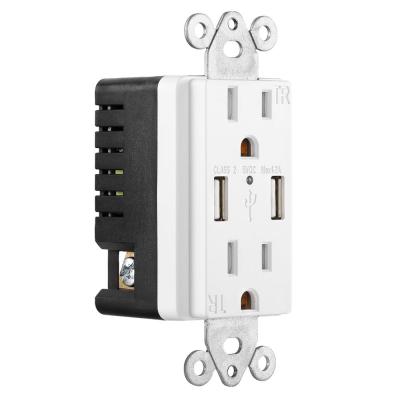 China US Residential/General Purpose 125V 15A Standard Duplex Outlet with 4.2A USB Wall Outlet for sale