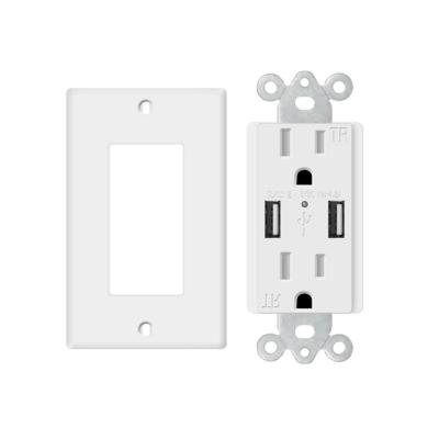 China USA 15 Free Sample Residential / General Purpose Wall Outlet A USB Receptacle for sale