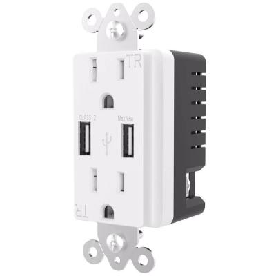 China UL498 15A 125V 60Hz US Standard Duplex 4.8A Tamper Receptacles Residential Standard Heavy Duty USB Electrical Outlets for sale