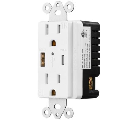 China QC3.0 Residential/General Purpose Type C USB Wall Socket For Power Charging for sale