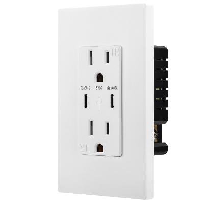 China UL943 Smart 5V 4.8A USB High Speed ​​Duplex Receptacle Dual C Wall Socket Residential/General-Purpose Standard Quick-Charge Type for sale