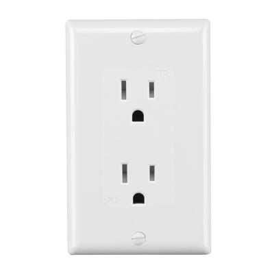 China NEMA 5-15R 15amp 125V USA Duplex Residential/General Purpose Decorator Hooanke Wall Outlet Electrical Outlet With Heavy Duty Tamper for sale