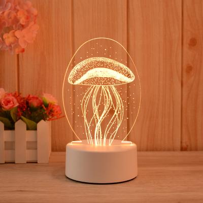 China Eco-Friendly Gift 3d Illusion Led Lamps Creative Bedroom Night Light Cartoon Kids Small Bedside Table Light Usb Light Base For Kids for sale