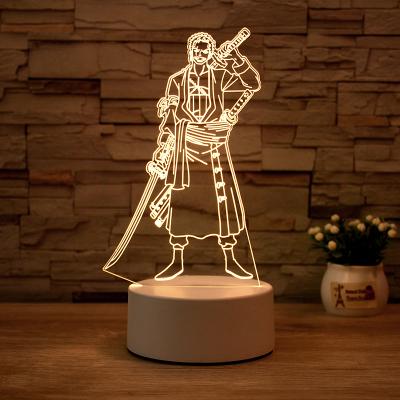 China Eco-Friendly Roronoa Zoro Figure Led Night Light For Cool Light Japanese Gift Kids Bedroom Decoration Anime Bedside Table Lamp for sale