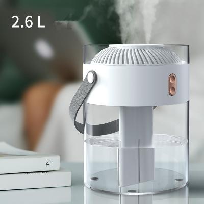 China Hot Selling Air Humidification+Light 2021 Household Air 2.6L Battery Capacity USB Atomizer Diffuser Smart Humidifier for Car Bedroom Home Office for sale