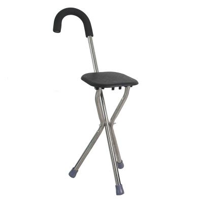 China Wholesale Portable Convenient Height Seat Crutch Folding Adjustable Thick Aluminum Walking Stick Unisex Legs Dresser For Elderly for sale