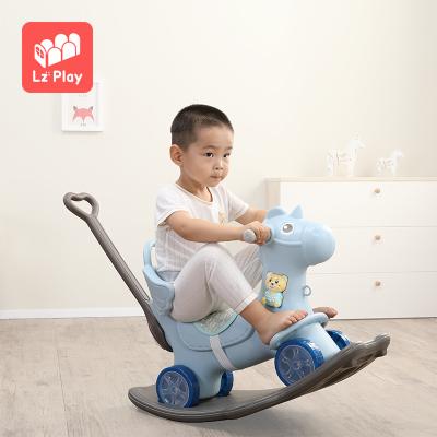 China Ride On Toy Multifunctional Plastic Baby Unicorn Rocking Horse High Quality Chair 3 In 1 Kids Walker Kids Ride On Animal Toy With Music for sale