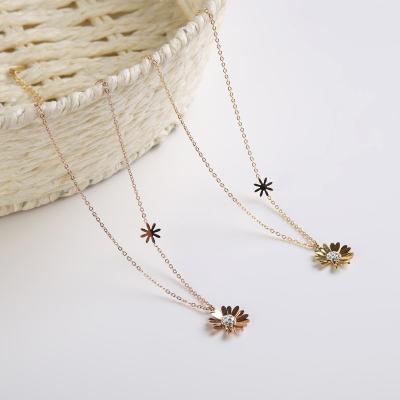 China Hiphop NANA High Quality 18k Gold Plated Stainless Steel Necklace, Stainless Steel Daisy Flower Necklace for sale