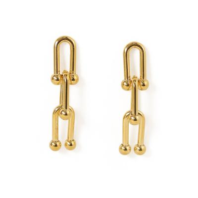 China Casual/Sporty 18k Gold Plated Stainless Steel Lock Earring U Stud, Jewelry Accessories for sale